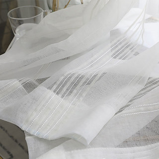 Urban Melody Weiß-Elfenbein Gestreifte Voile Gardine 6