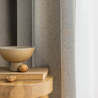 Geometrisches Sonett Chenille Beige Creme Verdunkelungsvorhang 3