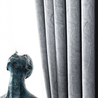 Swirl Geometrischer Chenille Grau Verdunkelungs-Vorhang 2