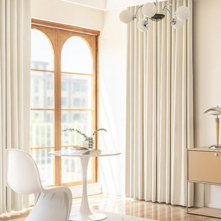 Euphoria Cream Off White Crinkle Crushed Chenille Blackout Vorhang 2