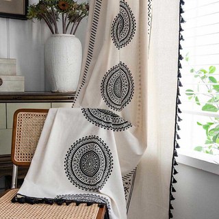 Mandala Schwarz und Weiß Geometrische Boho Vorhänge 2