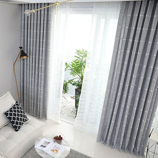 Pane Perfection Leinenoptik Grau karierte Vorhänge 3