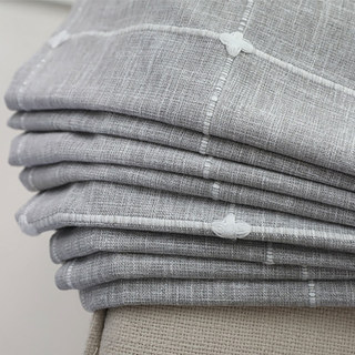 Pane Perfection Leinenoptik Grau karierte Vorhänge 5