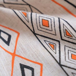 Tribal Fusion Schwarz & Orange Geometrische Leinen Boho Vorhänge 6