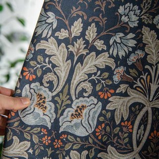 Azure Petals Marineblaue Blumenmuster-Vorhänge 2