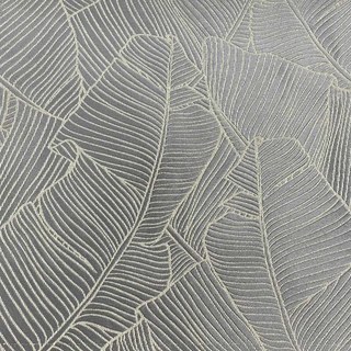 Bananenblätter Luxus 3D Jacquard Silber Grau Vorhang mit Gold Details