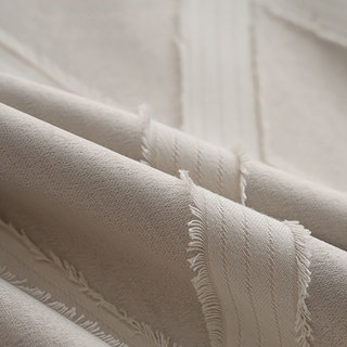 Diamantgitter Fransenbesatz Beige Cremefarben Geometrisch Verdunkelungs-Vorhang 3