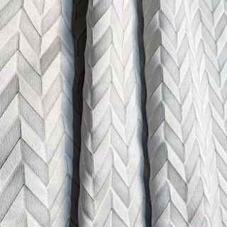 Elegante Art-Deco-Chevron-Vorhang in Elfenbeinweiß mit goldenen Details 6