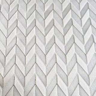 Elegante Art-Deco-Chevron-Vorhang in Elfenbeinweiß mit goldenen Details