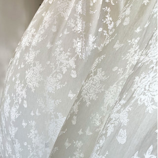 Verzauberter Garten Rose & Schmetterling Blumenmuster Elfenbeinweiß Voile Vorhang 3