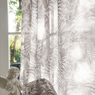 Fern Forest Leaf Patterned Taupe Grey Voile Curtain
Fern Forest Blattmuster Taupe Grau Voile Vorhang 4