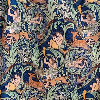 Forest Orchestra Marineblaue Leinenoptik Blumenmuster Vorhänge 6