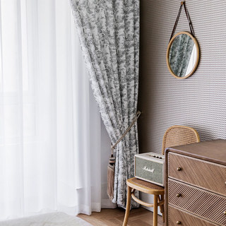 Französisches Landhaus Retro Landschaft Grau und Weiß Toile Vorhang 5