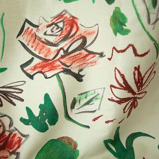 Head Over Roses Graffiti Rot Grün Blumen Samtvorhänge 4