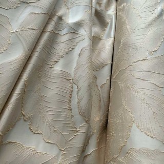 Paradise Luxuriöse 3D Jacquard Tropische Blätter Mocha Vorhänge mit Gold Details 4