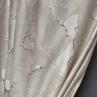 Paradise Luxuriöse 3D Jacquard Tropische Blätter Mocha Vorhänge mit Gold Details 2