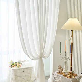 Serene Swirls Knitternder zerknitterter Elfenbeinweiß schwerer Voile Vorhang 4