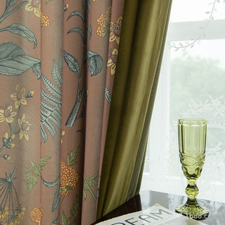 Wildflower Whispers Braun Samt Blumenvorhänge 2