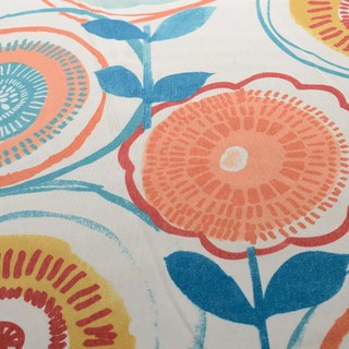 Circle Dance Multicolor Rot Gelb Blau Mid Century Modern Blumenmuster Vorhang