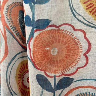 Kreistanz Mehrfarbig Rot Mid-Century Modern Blumen Voile Vorhang 7