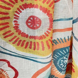Kreistanz Mehrfarbig Rot Mid-Century Modern Blumen Voile Vorhang