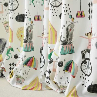 Circus Tiere und Clown Leinenoptik Druckvorhang 3