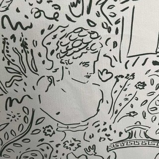 Göttliche Kritzeleien Graffiti Schwarze Linien Kunst Creme Chenille Vorhänge