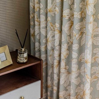 Feigenbaumgrün und braune florale Vorhang