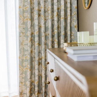 Feigenbaumgrün und braune florale Vorhang 4