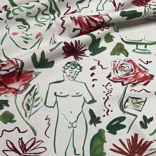 Head Over Roses Graffiti Rot Grün Blumen Samtvorhänge 7