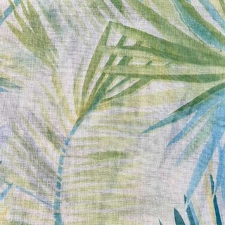 Palm Delight Tropische Blätter Grün Blau Voile Vorhang