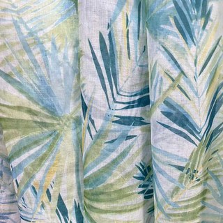 Palm Delight Tropische Blätter Grün Blau Voile Vorhang 5