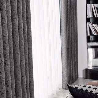 Allure Luxuriöser Jacquard Anthrazit und Mitternachtsblau Spitze Vorhang 6