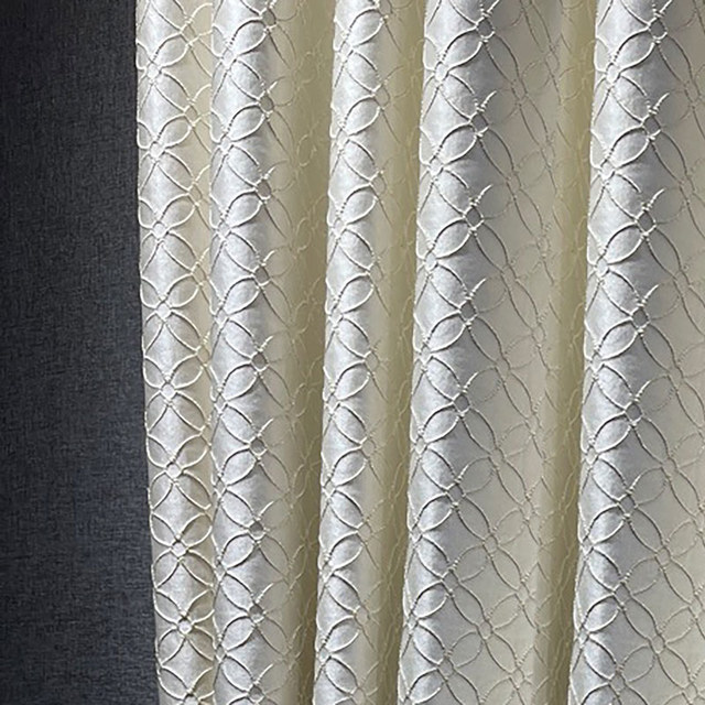 Belle Fleur 3D Jacquard Beige Cream Arabeske Vorhang mit goldenen Details 1