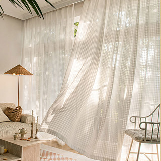 Ätherisches Gitter Elfenbeinweiß Leinenoptik Voile Vorhang