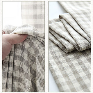 Farmhouse Charme Leinen-Optik Grau Gingham-Karomuster Vorhänge 3