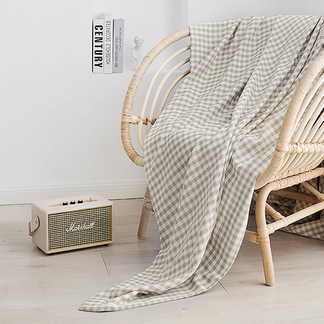 Farmhouse Charme Leinen-Optik Grau Gingham-Karomuster Vorhänge 1