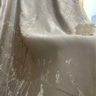 Blütenzweige Creme Gold Abstrakter Blumenmuster Vorhang 4