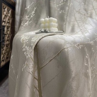 Blütenzweige Creme Gold Abstrakter Blumenmuster Vorhang 2