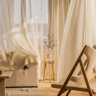 Paris Cascade schimmernder gestreifter Champagner Voile Vorhang 2