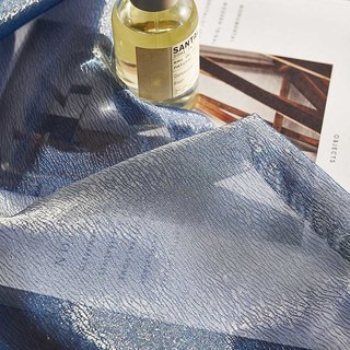 Sanddüne Strukturierter Schimmernder Blauer Voile Vorhang