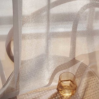 Sanddüne Strukturierter Schimmernder Hellgrauer Voile Vorhang