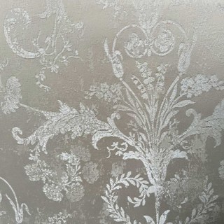 Silberne Blüten Jacquard Creme Damast Vorhang 7