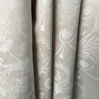 Silberne Blüten Jacquard Creme Damast Vorhang 4