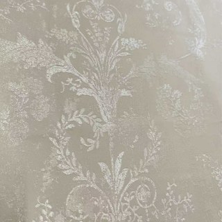 Silberne Blüten Jacquard Creme Damast Vorhang 6