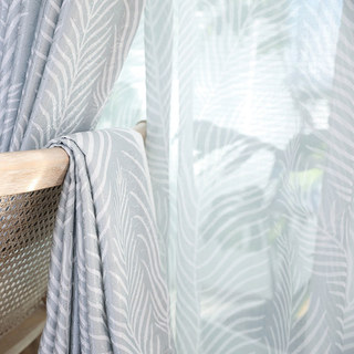 Tanzendes Schilfgras Aschgrau Blumenmuster Voile Vorhang