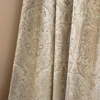 Ritz Luxuriöser Jacquard Creme Gold Damast Blumen Vorhang