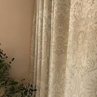 Ritz Luxuriöser Jacquard Creme Gold Damast Blumen Vorhang 2