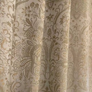 Ritz Luxuriöser Jacquard Creme Gold Damast Blumen Vorhang 7