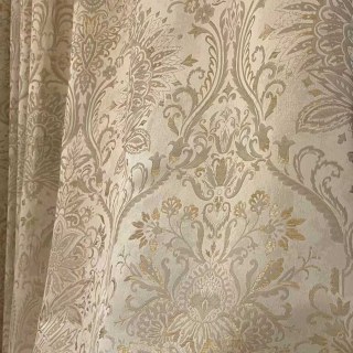 Ritz Luxuriöser Jacquard Creme Gold Damast Blumen Vorhang 4